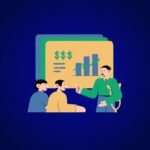 Equipe analisando gráfico de finanças e crescimento em reunião.